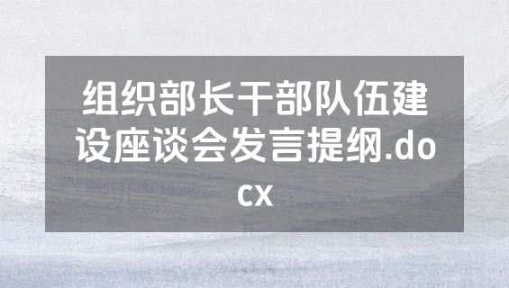 组织部长干部队伍建设座谈会发言提纲.docx