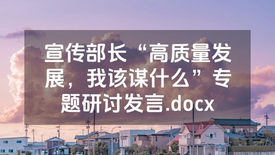 宣传部长“高质量发展，我该谋什么”专题研讨发言.docx