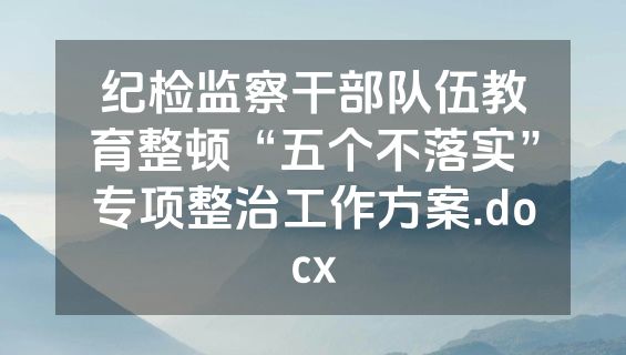 纪检监察干部队伍教育整顿“五个不落实”专项整治工作方案.docx
