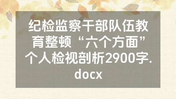 纪检监察干部队伍教育整顿“六个方面”个人检视剖析2900字.docx