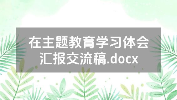 在主题教育学习体会汇报交流稿.docx