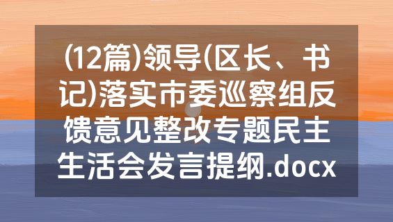 (12篇)领导(区长、书记)落实市委巡察组反馈意见整改专题民主生活会发言提纲.docx