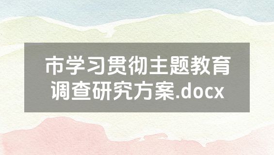 市学习贯彻主题教育调查研究方案.docx