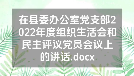 在县委办公室党支部2022年度组织生活会和民主评议党员会议上的讲话.docx