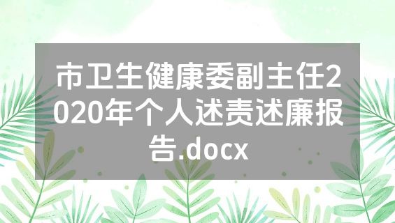 市卫生健康委副主任2020年个人述责述廉报告.docx