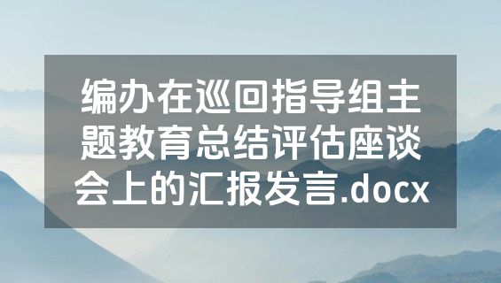 编办在巡回指导组主题教育总结评估座谈会上的汇报发言.docx