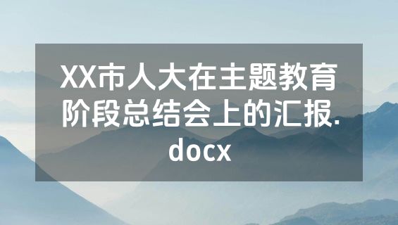 XX市人大在主题教育阶段总结会上的汇报.docx