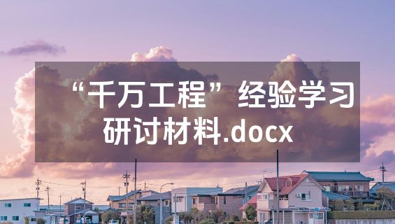 “千万工程”经验学习研讨材料.docx