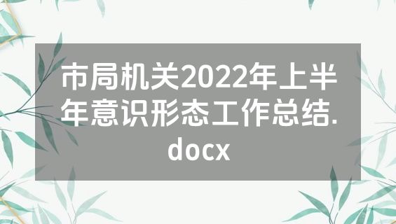 市局机关2022年上半年意识形态工作总结.docx