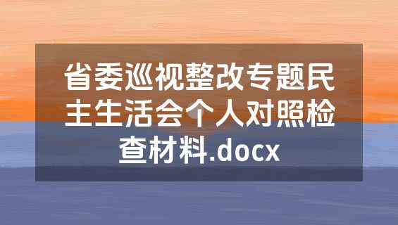 省委巡视整改专题民主生活会个人对照检查材料.docx