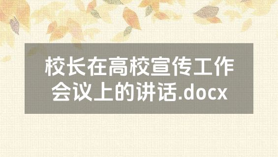 校长在高校宣传工作会议上的讲话.docx