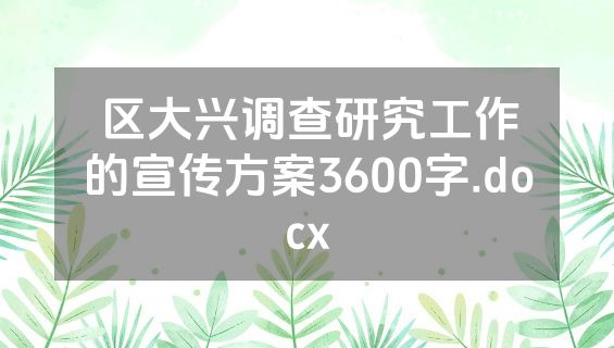 区大兴调查研究工作的宣传方案3600字.docx
