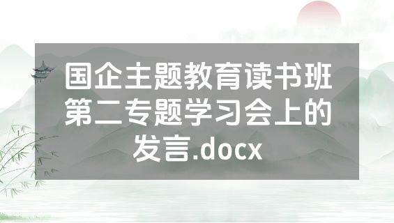 国企主题教育读书班第二专题学习会上的发言.docx