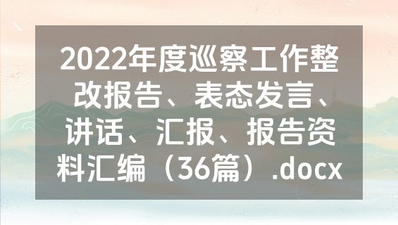 2022年度巡察工作整改报告、表态发言、讲话、汇报、报告资料汇编（36篇）.docx