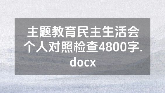 主题教育民主生活会个人对照检查4800字.docx