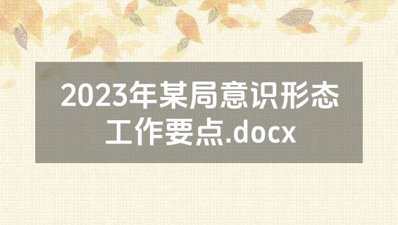 2023年某局意识形态工作要点.docx