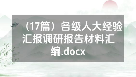 （17篇）各级人大经验汇报调研报告材料汇编.docx