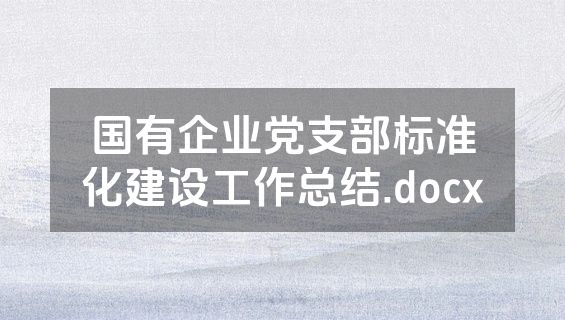 国有企业党支部标准化建设工作总结.docx