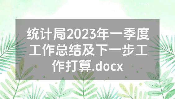 统计局2023年一季度工作总结及下一步工作打算.docx