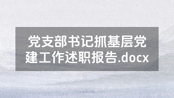 党支部书记抓基层党建工作述职报告.docx