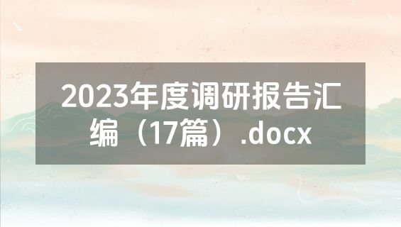 2023年度调研报告汇编（17篇）.docx