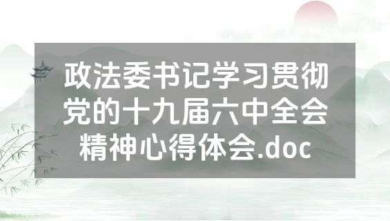 政法委书记学习贯彻党的十九届六中全会精神心得体会.doc