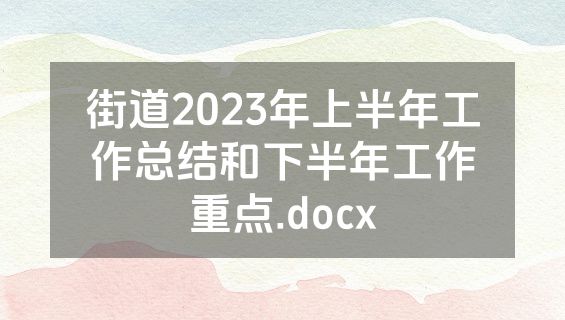街道2023年上半年工作总结和下半年工作重点.docx