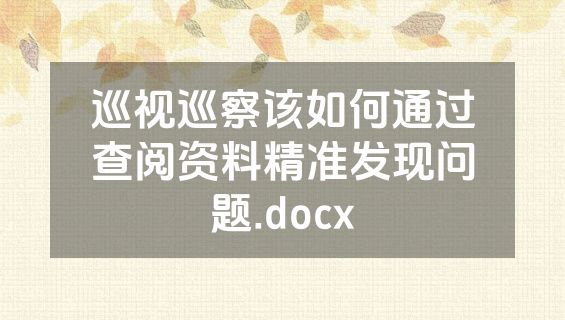巡视巡察该如何通过查阅资料精准发现问题.docx