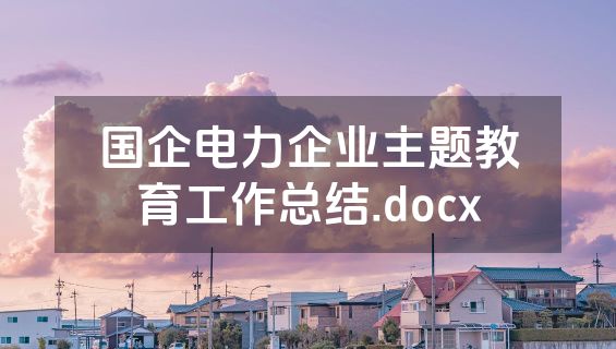 国企电力企业主题教育工作总结.docx