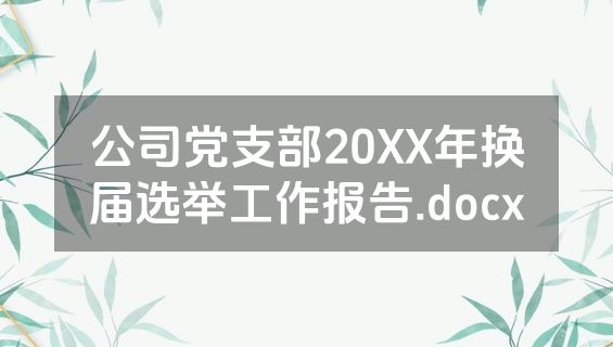 公司党支部20XX年换届选举工作报告.docx