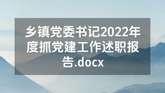 乡镇党委书记2022年度抓党建工作述职报告.docx