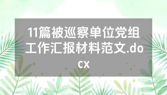 11篇被巡察单位党组工作汇报材料范文.docx