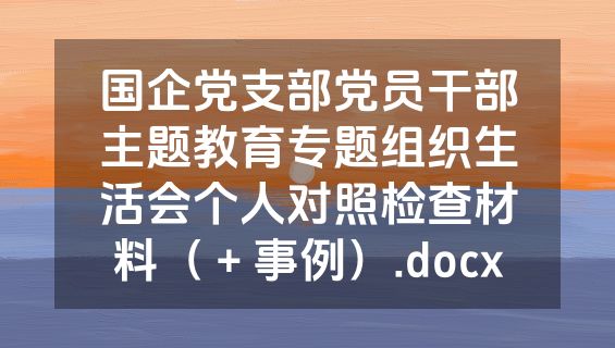 国企党支部党员干部主题教育专题组织生活会个人对照检查材料（＋事例）.docx