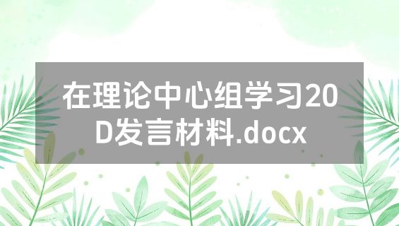 在理论中心组学习20D发言材料.docx