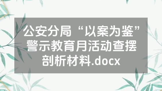 公安分局“以案为鉴”警示教育月活动查摆剖析材料.docx