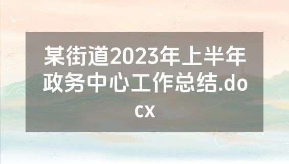 某街道2023年上半年政务中心工作总结.docx