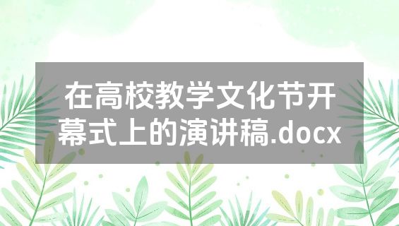 在高校教学文化节开幕式上的演讲稿.docx