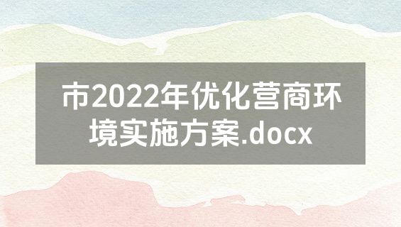 市2022年优化营商环境实施方案.docx