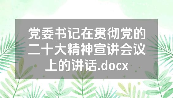 党委书记在贯彻党的二十大精神宣讲会议上的讲话.docx