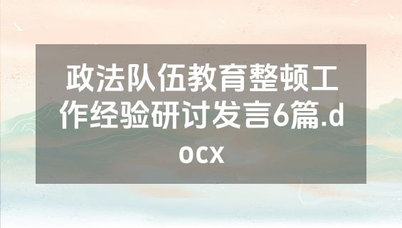 政法队伍教育整顿工作经验研讨发言6篇.docx