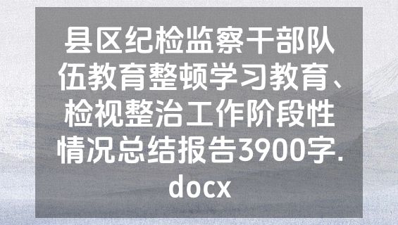 县区纪检监察干部队伍教育整顿学习教育、检视整治工作阶段性情况总结报告3900字.docx