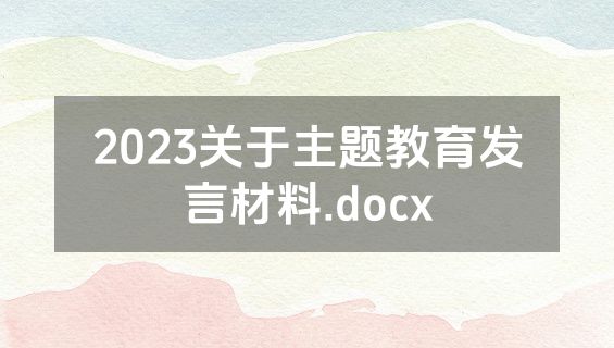 2023关于主题教育发言材料.docx