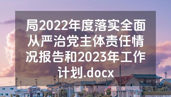 局2022年度落实全面从严治党主体责任情况报告和2023年工作计划.docx
