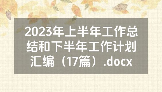 2023年上半年工作总结和下半年工作计划汇编（17篇）.docx