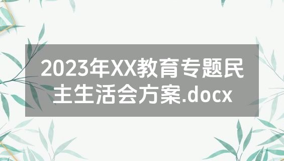 2023年XX教育专题民主生活会方案.docx