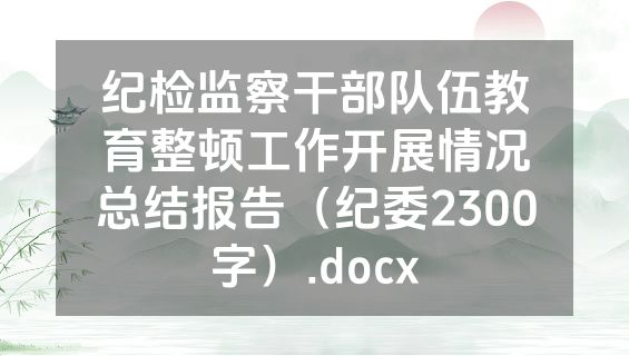 纪检监察干部队伍教育整顿工作开展情况总结报告（纪委2300字）.docx