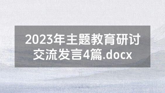 2023年主题教育研讨交流发言4篇.docx