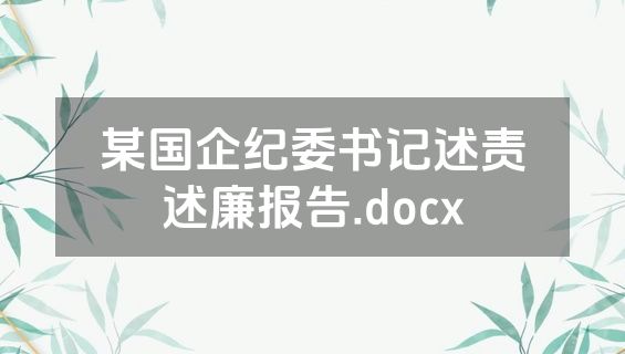 某国企纪委书记述责述廉报告.docx