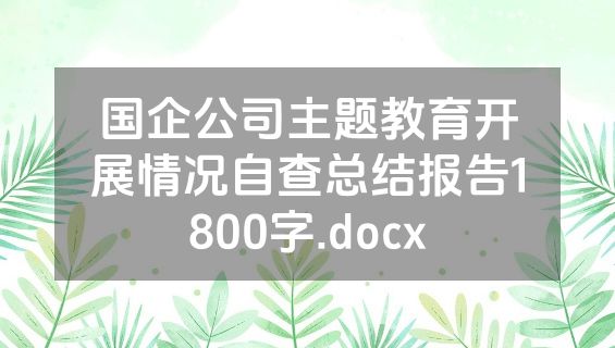国企公司主题教育开展情况自查总结报告1800字.docx