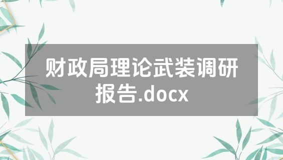 财政局理论武装调研报告.docx